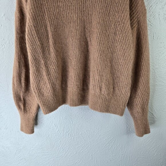 Everlane Pullover Sweater Tan Ribbed Alpaca Merino Wool Cozy Minimalist Preppy - Picture 5 of 13